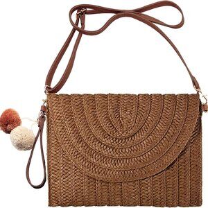 Straw Clutch Bag Woven Purse for Women Shoulder Bag Casual Beach Rattan Handmade